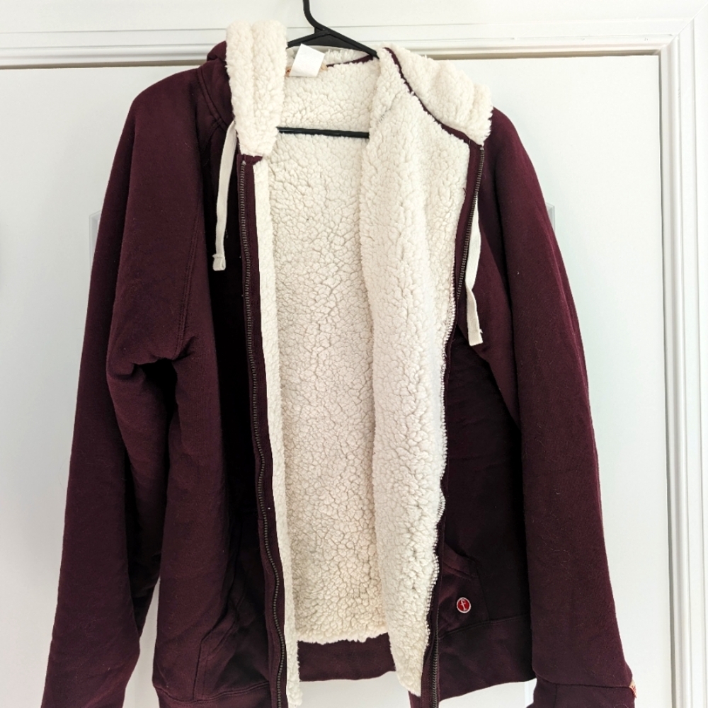 Feejay- Cranberry Fleece lined Zip Hoodie with attached gloves